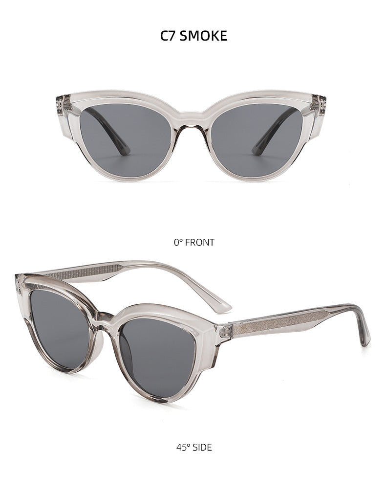 Unisex Cat Eye Full Frame Sunglasses With PC Lens Material In Black, Perfect For Spring