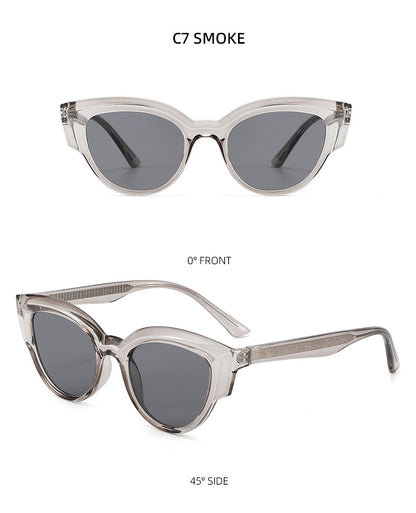 Unisex Cat Eye Full Frame Sunglasses With PC Lens Material In Black, Perfect For Spring