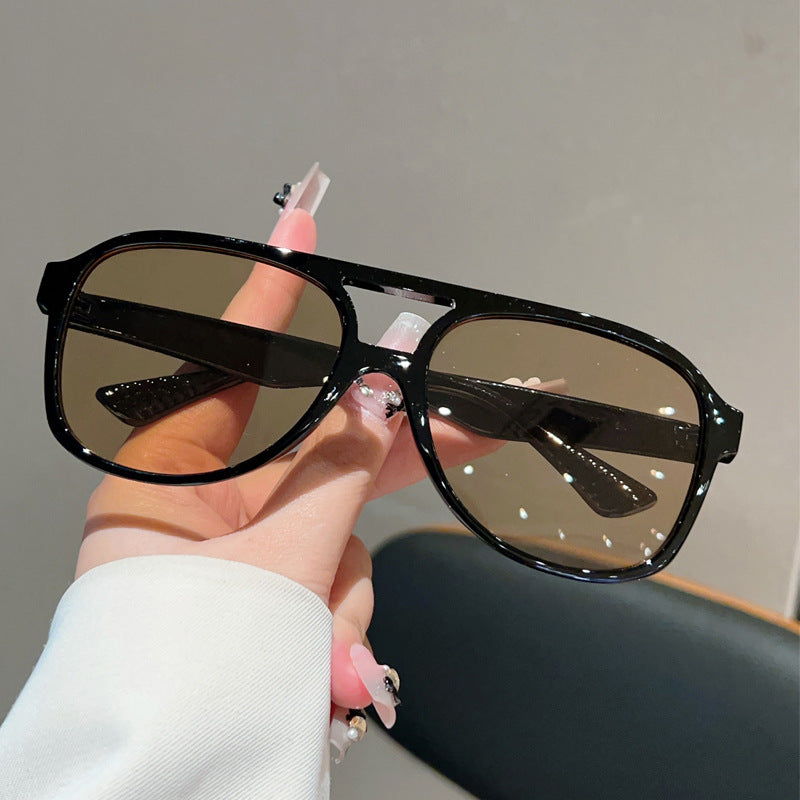 Unisex Square Full Frame Sunglasses With PC Lens Material In Leopard Print For Spring