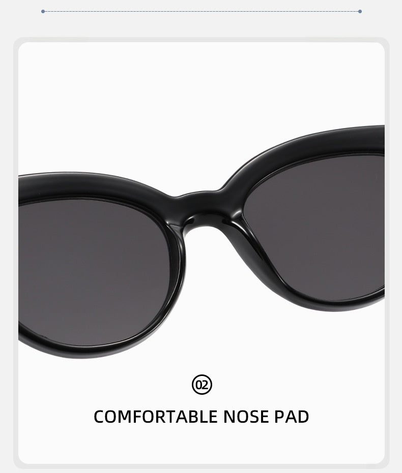 Unisex Cat Eye Full Frame Sunglasses With PC Lens Material In Black, Perfect For Spring
