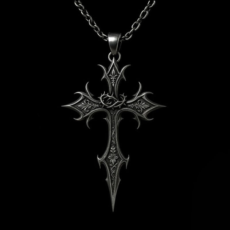 Gothic Cross Necklace For Unisex Featuring Electroplated Alloy With Cable Chain