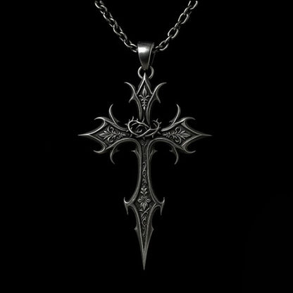 Gothic Cross Necklace For Unisex Featuring Electroplated Alloy With Cable Chain