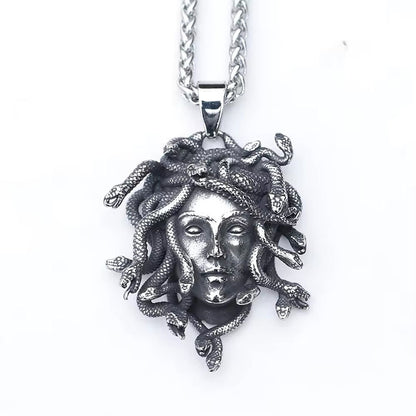 Gothic Snake Pendant Necklace For Unisex Featuring Electroplated Zinc Alloy With Twisted Rope Chain