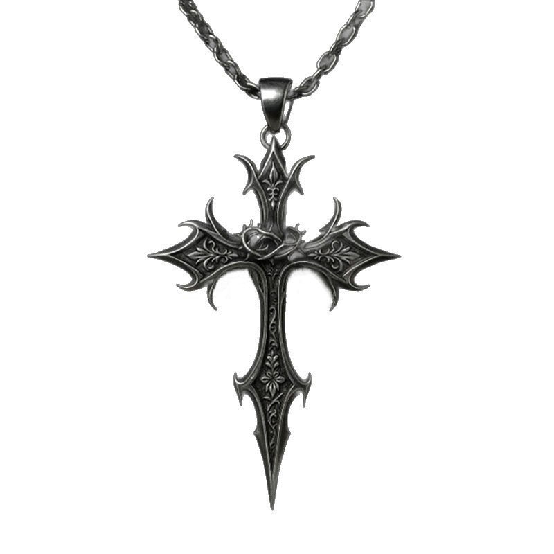 Gothic Cross Necklace For Unisex Featuring Electroplated Alloy With Cable Chain