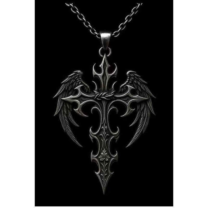Gothic Cross Necklace For Unisex Featuring Electroplated Alloy With Cable Chain