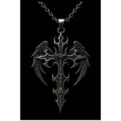 Gothic Cross Necklace For Unisex Featuring Electroplated Alloy With Cable Chain