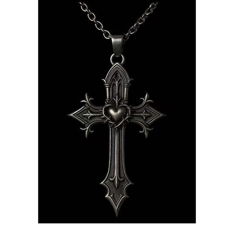 Gothic Cross Necklace For Unisex Featuring Electroplated Alloy With Cable Chain