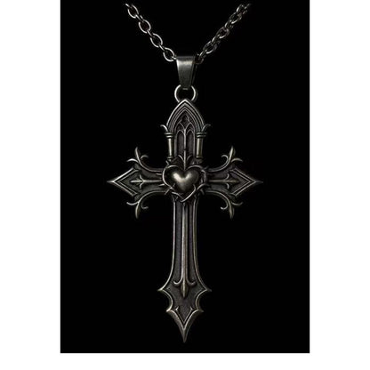 Gothic Cross Necklace For Unisex Featuring Electroplated Alloy With Cable Chain