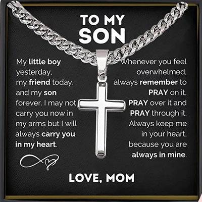 Simple Style Cross Zinc Alloy Cuban Chain Link Necklace For Men With Electroplated Finish