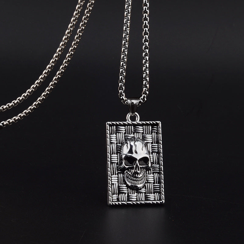 Hip-Hop Skull Necklace For Unisex Featuring Titanium Steel Material With Snake Chain Design