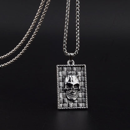 Hip-Hop Skull Necklace For Unisex Featuring Titanium Steel Material With Snake Chain Design