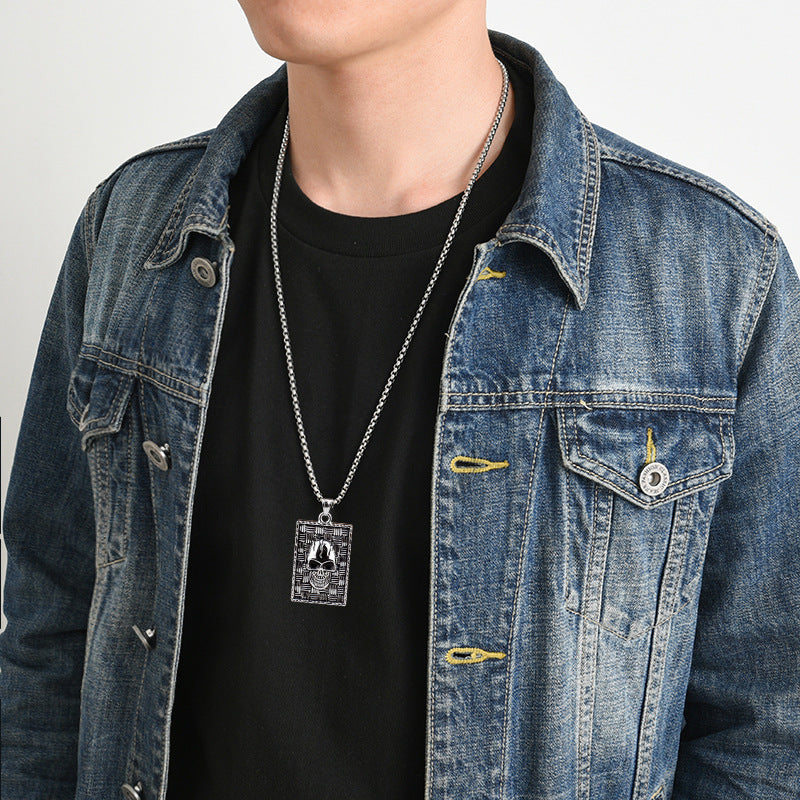 Hip-Hop Skull Necklace For Unisex Featuring Titanium Steel Material With Snake Chain Design