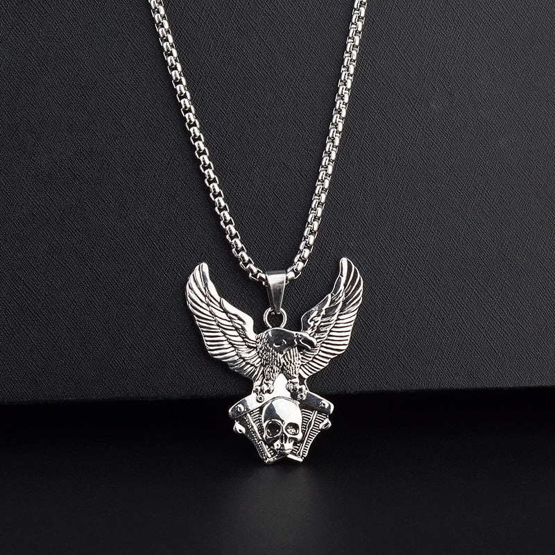 Eagle Pendant Necklace For Unisex Featuring Hip-Hop Style In Durable Titanium Steel With Box Chain