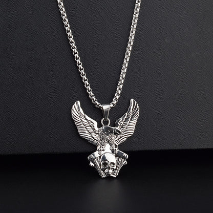 Eagle Pendant Necklace For Unisex Featuring Hip-Hop Style In Durable Titanium Steel With Box Chain