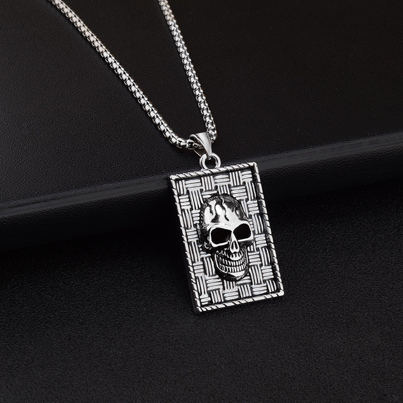 Hip-Hop Skull Necklace For Unisex Featuring Titanium Steel Material With Snake Chain Design