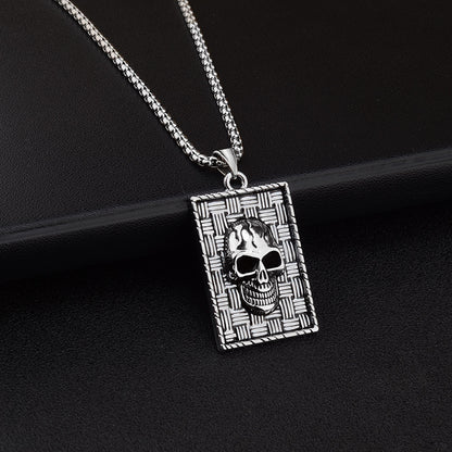 Hip-Hop Skull Necklace For Unisex Featuring Titanium Steel Material With Snake Chain Design