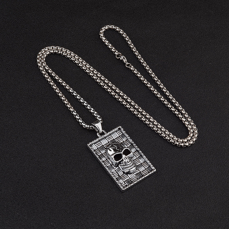 Hip-Hop Skull Necklace For Unisex Featuring Titanium Steel Material With Snake Chain Design