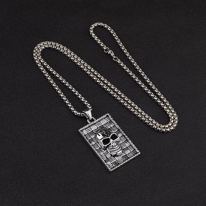 Hip-Hop Skull Necklace For Unisex Featuring Titanium Steel Material With Snake Chain Design