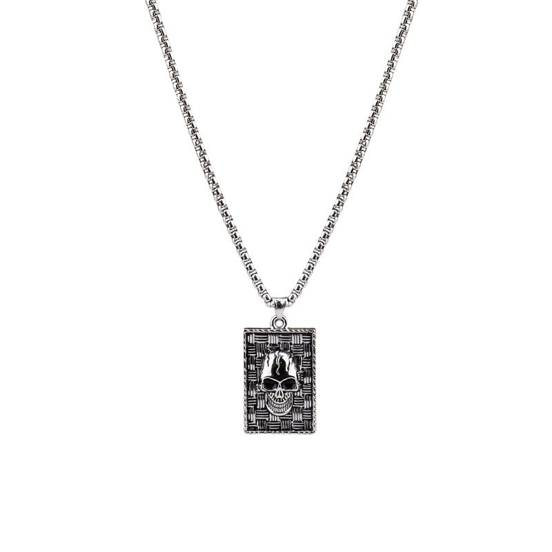 Hip-Hop Skull Necklace For Unisex Featuring Titanium Steel Material With Snake Chain Design
