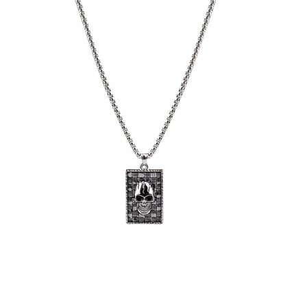 Hip-Hop Skull Necklace For Unisex Featuring Titanium Steel Material With Snake Chain Design