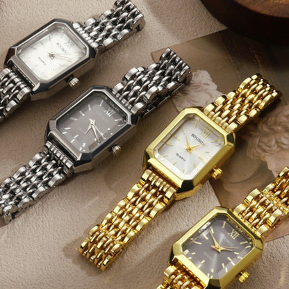 Women's Quartz Watch With Stainless Steel Strap And Jewelry Buckle, Featuring Ordinary Glass Mirror And Pointer Display