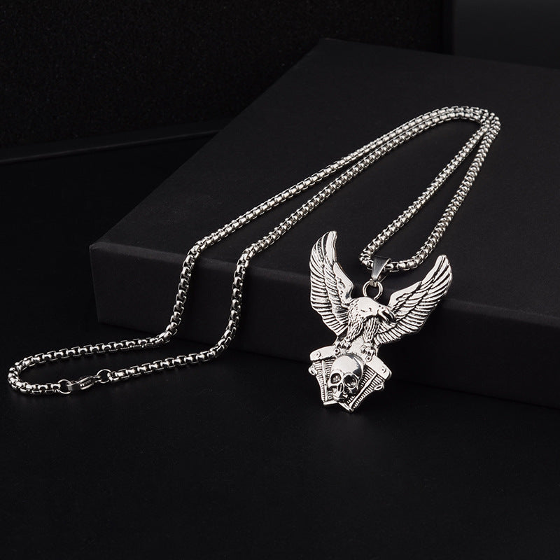 Eagle Pendant Necklace For Unisex Featuring Hip-Hop Style In Durable Titanium Steel With Box Chain