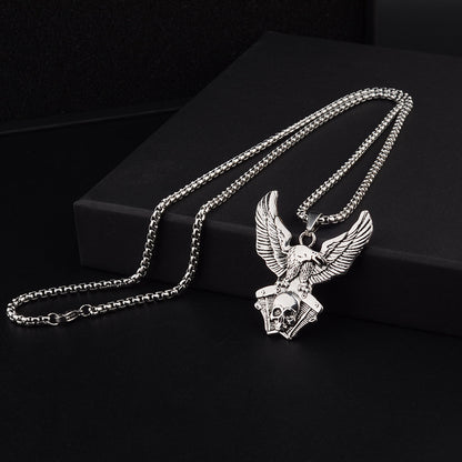 Eagle Pendant Necklace For Unisex Featuring Hip-Hop Style In Durable Titanium Steel With Box Chain