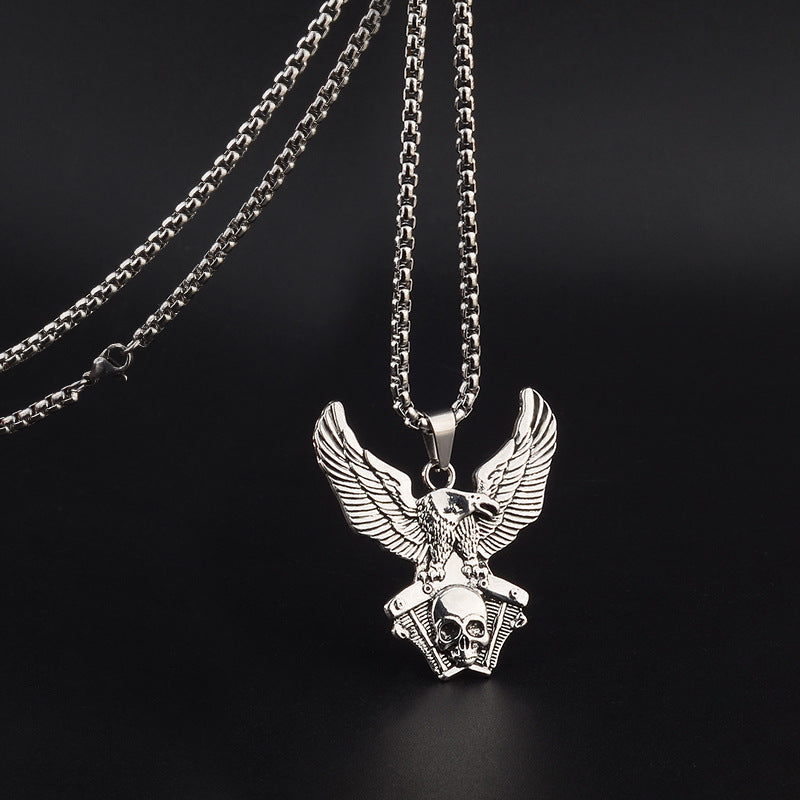 Eagle Pendant Necklace For Unisex Featuring Hip-Hop Style In Durable Titanium Steel With Box Chain