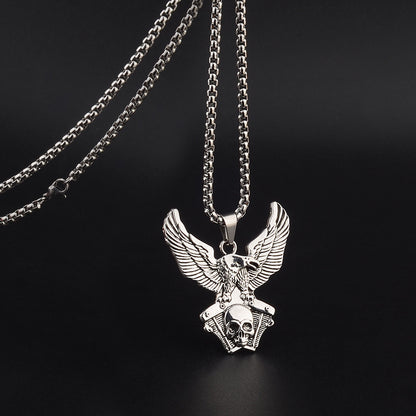 Eagle Pendant Necklace For Unisex Featuring Hip-Hop Style In Durable Titanium Steel With Box Chain