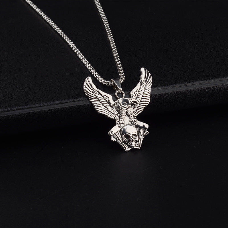 Eagle Pendant Necklace For Unisex Featuring Hip-Hop Style In Durable Titanium Steel With Box Chain