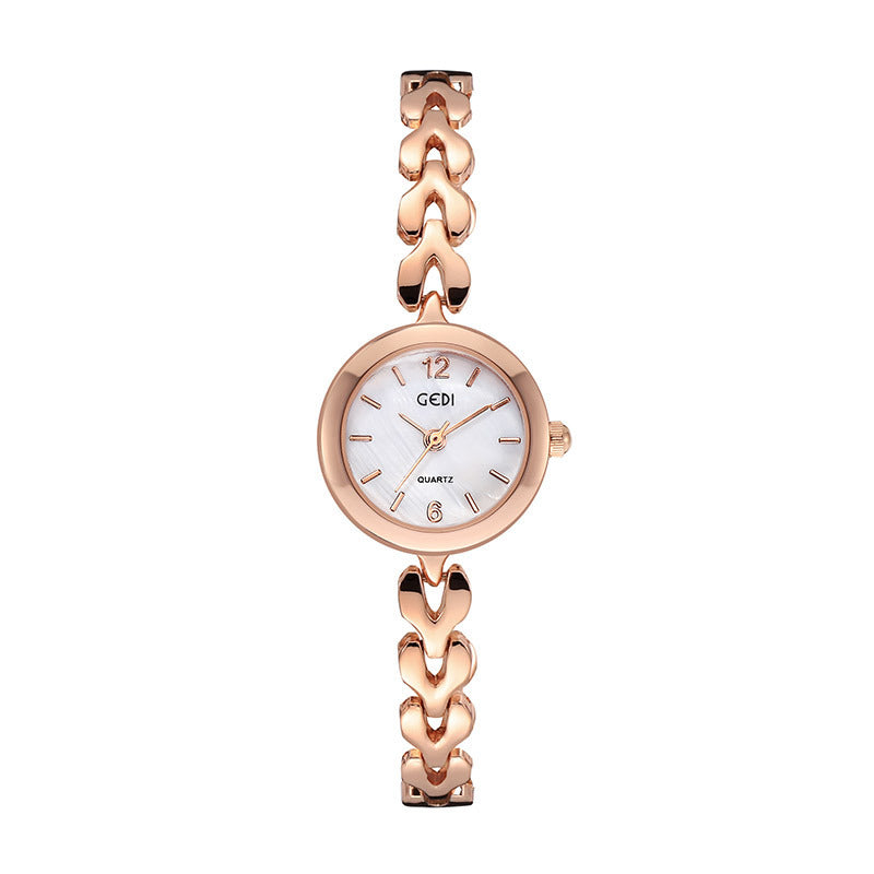 Women's Quartz Watch With Stainless Steel Strap And Jewelry Buckle, Featuring Tempered Glass Mirror And Pointer Display