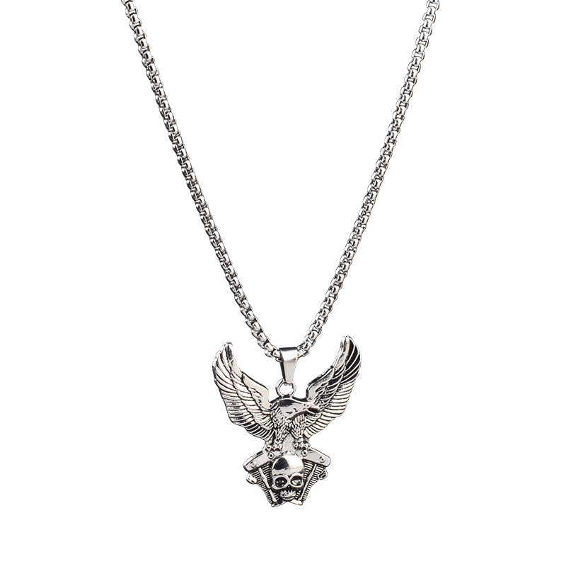 Eagle Pendant Necklace For Unisex Featuring Hip-Hop Style In Durable Titanium Steel With Box Chain