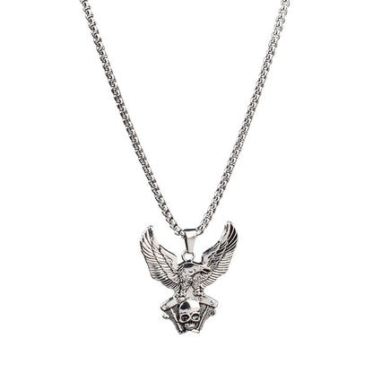 Eagle Pendant Necklace For Unisex Featuring Hip-Hop Style In Durable Titanium Steel With Box Chain