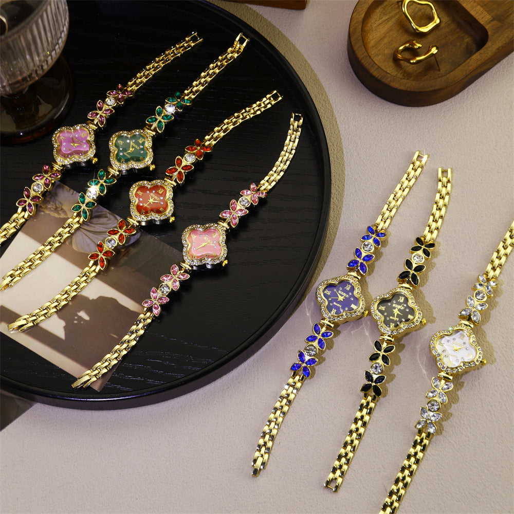 Women's Quartz Watch With Stainless Steel Strap And Jewelry Buckle, Featuring Ordinary Glass Mirror And Pointer Display