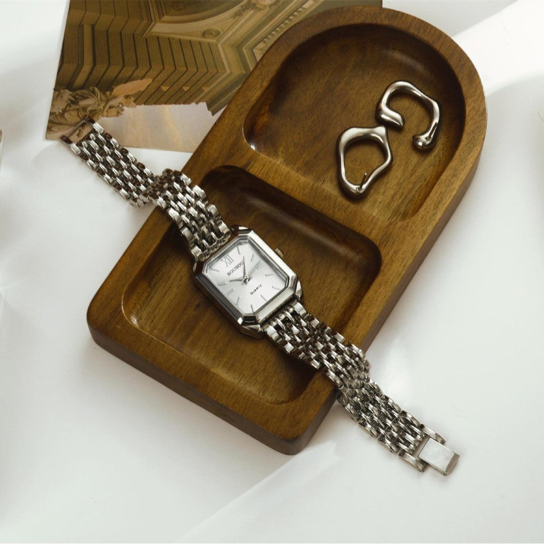 Women's Quartz Watch With Stainless Steel Strap And Jewelry Buckle, Featuring Ordinary Glass Mirror And Pointer Display