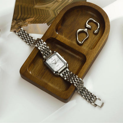 Women's Quartz Watch With Stainless Steel Strap And Jewelry Buckle, Featuring Ordinary Glass Mirror And Pointer Display