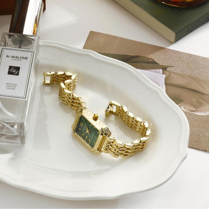 Women's Quartz Watch With Stainless Steel Strap And Jewelry Buckle, Featuring Ordinary Glass Mirror And Pointer Display