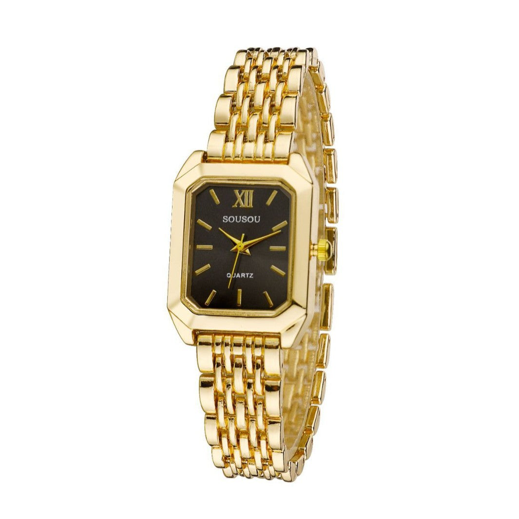 Women's Quartz Watch With Stainless Steel Strap And Jewelry Buckle, Featuring Ordinary Glass Mirror And Pointer Display
