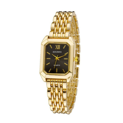Women's Quartz Watch With Stainless Steel Strap And Jewelry Buckle, Featuring Ordinary Glass Mirror And Pointer Display