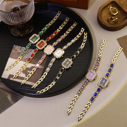 Women's Quartz Watch With Stainless Steel Strap And Jewelry Buckle, Featuring Ordinary Glass Mirror And Pointer Display