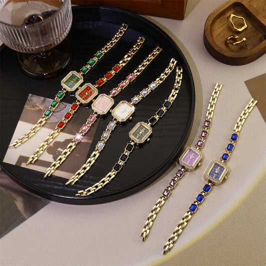 Women's Quartz Watch With Stainless Steel Strap And Jewelry Buckle, Featuring Ordinary Glass Mirror And Pointer Display