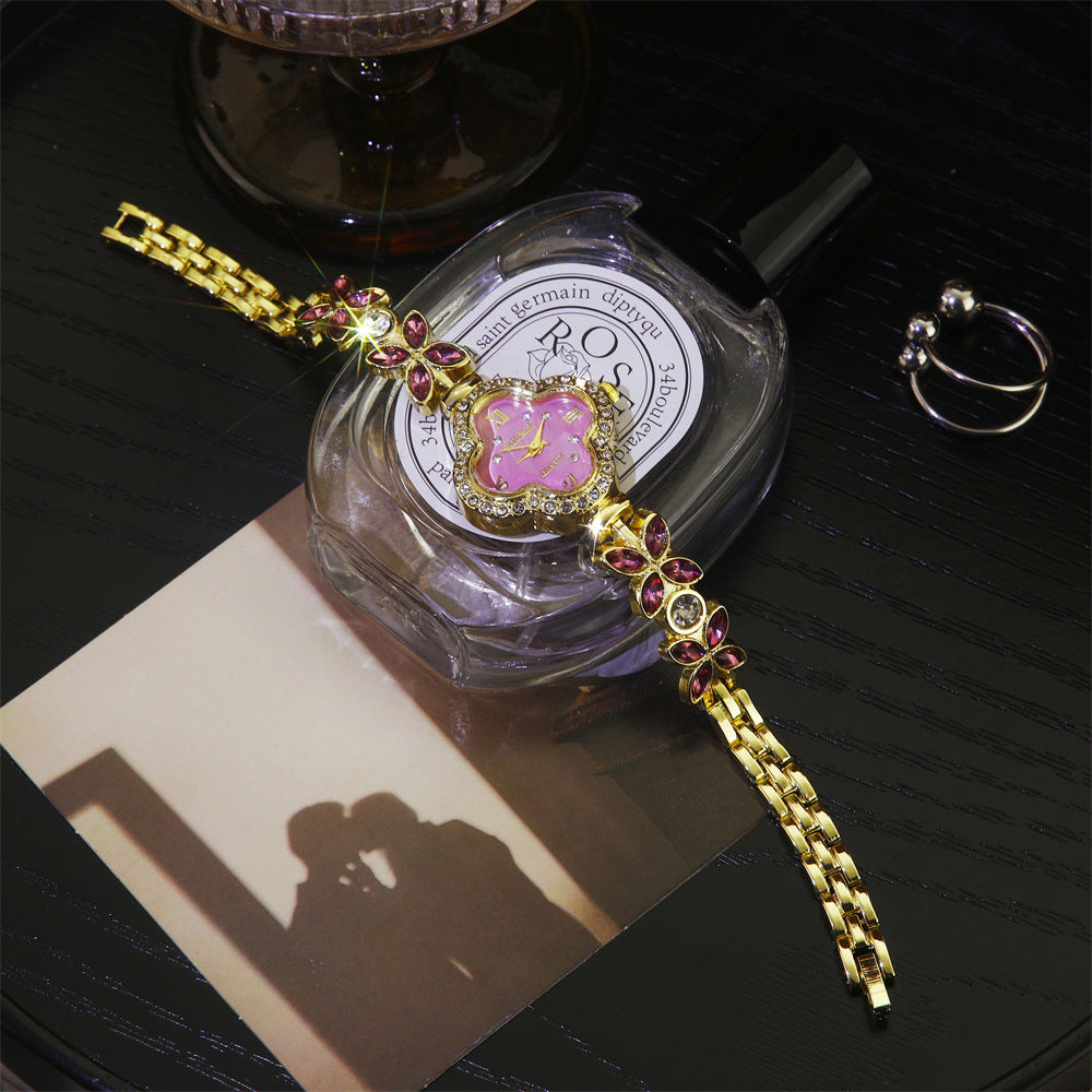 Women's Quartz Watch With Stainless Steel Strap And Jewelry Buckle, Featuring Ordinary Glass Mirror And Pointer Display