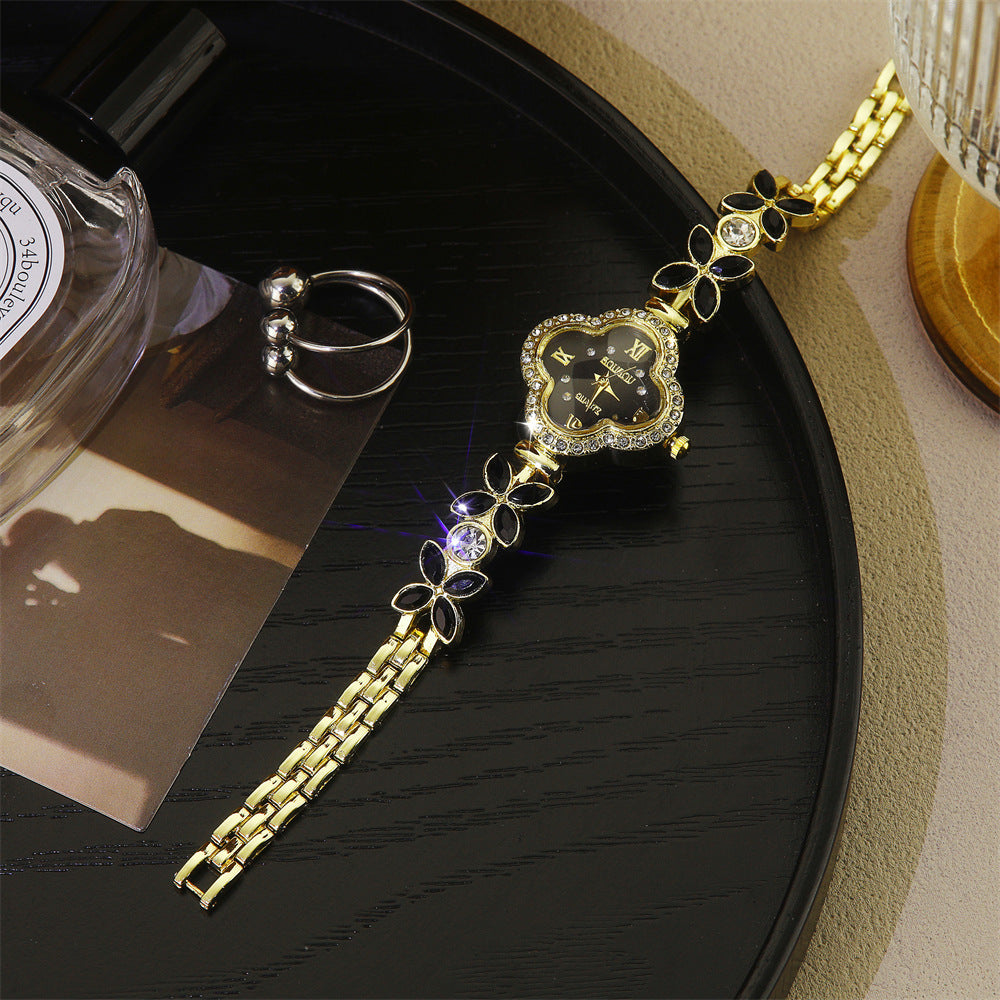 Women's Quartz Watch With Stainless Steel Strap And Jewelry Buckle, Featuring Ordinary Glass Mirror And Pointer Display