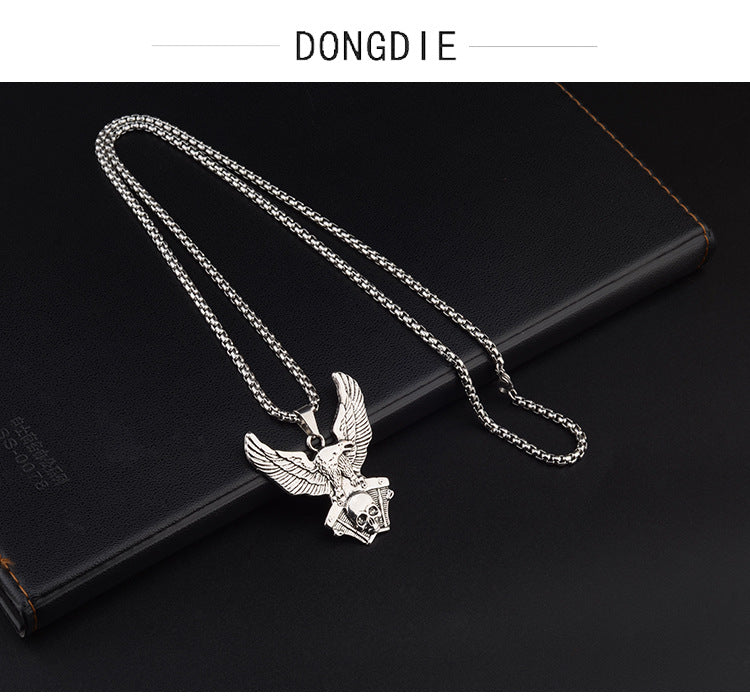 Eagle Pendant Necklace For Unisex Featuring Hip-Hop Style In Durable Titanium Steel With Box Chain