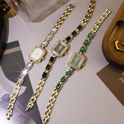 Women's Quartz Watch With Stainless Steel Strap And Jewelry Buckle, Featuring Ordinary Glass Mirror And Pointer Display