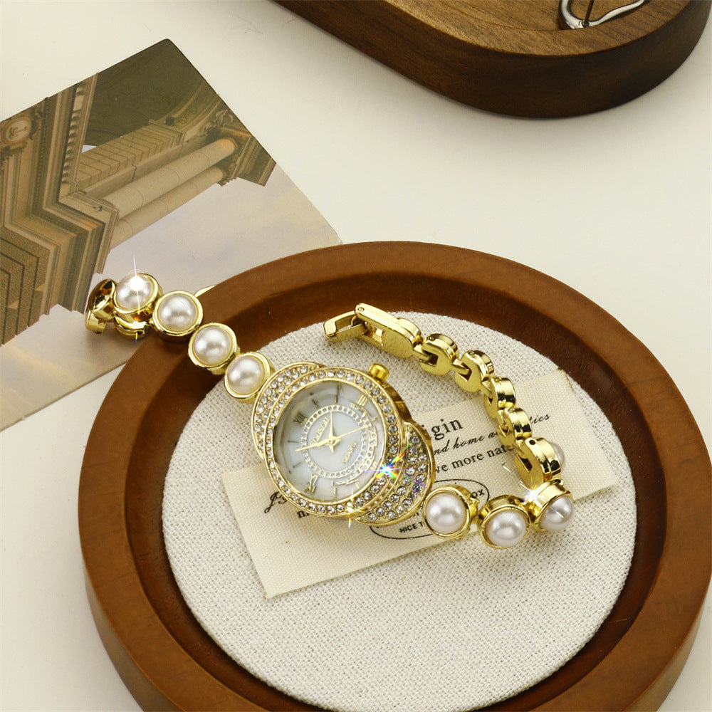 Women's Quartz Watch With Stainless Steel Strap And Jewelry Buckle, Featuring Ordinary Glass Mirror And Pointer Display