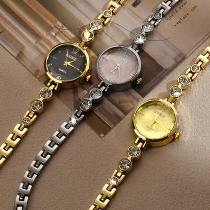 Women's Quartz Watch With Stainless Steel Strap And Buckle, Featuring Tempered Glass Mirror And Pointer Display