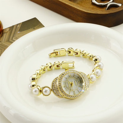 Women's Quartz Watch With Stainless Steel Strap And Jewelry Buckle, Featuring Ordinary Glass Mirror And Pointer Display