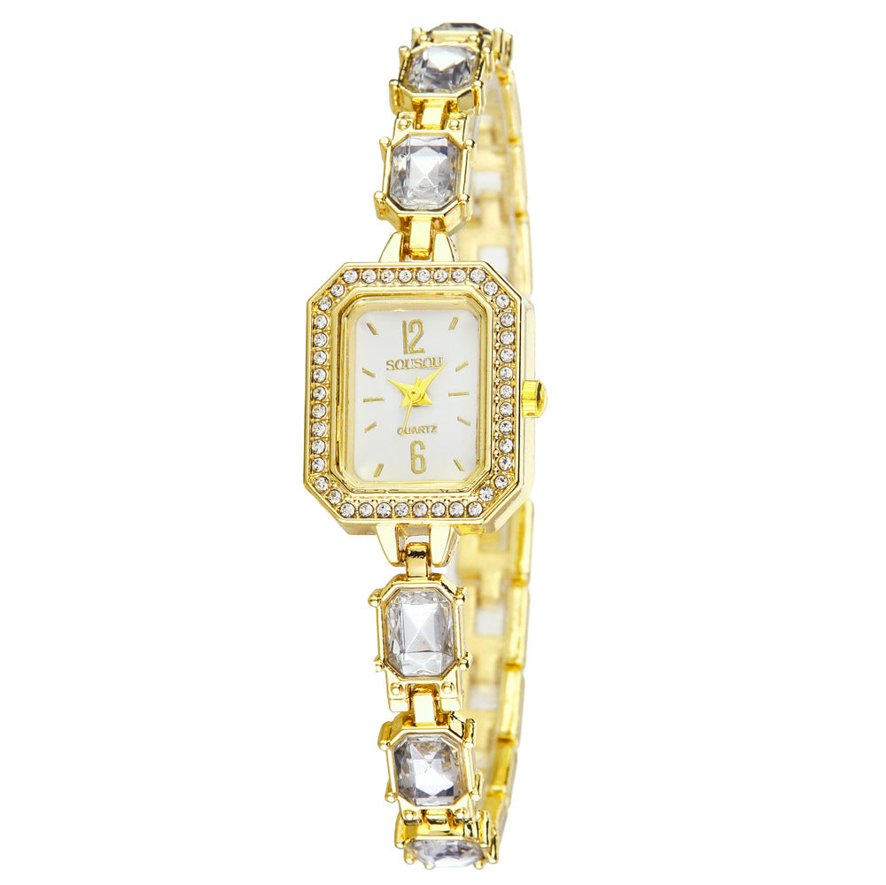 Women's Quartz Watch With Stainless Steel Strap And Jewelry Buckle, Featuring Ordinary Glass Mirror And Pointer Display