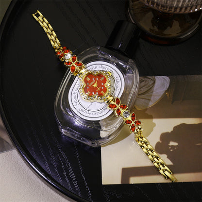 Women's Quartz Watch With Stainless Steel Strap And Jewelry Buckle, Featuring Ordinary Glass Mirror And Pointer Display